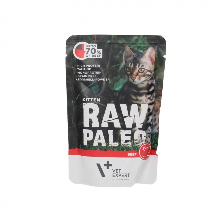 Hrana umeda pentru pisici, RAW PALEO, kitten, vita, 100 g